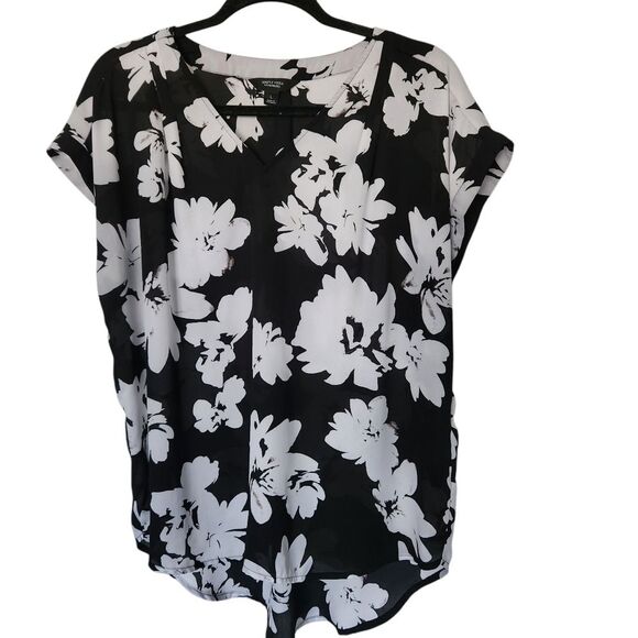 Simply Vera Vera Wang Tops - Simply Vera Vera Wang Womens Floral Print Semi-Sheer Blouse Size Large